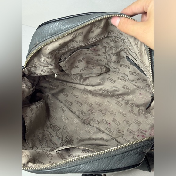 Michael Kors Smoke Gray Leather Convertible Dome Satchel Purse Bag - Picture 11 of 13